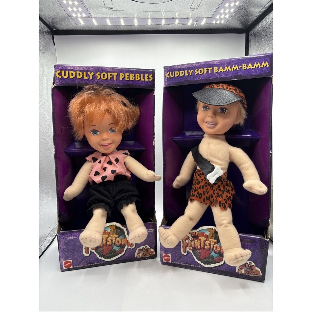 Vtg Bamm Bamm & Pebbles Dolls 1993The Flintstones Movie 12” Stuffed Movie New